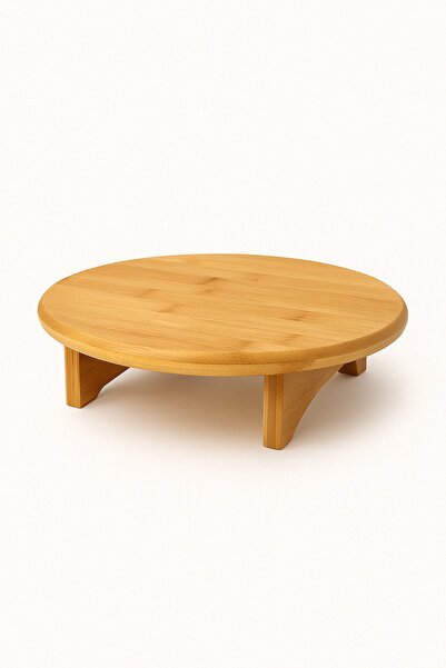 DolphFin Bamboo Cutting Board with Feet Elegant and Convenient Natural Round Suitable for Serving Tray