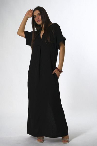 ABBRA Women's V-Neck Back Slit Dress