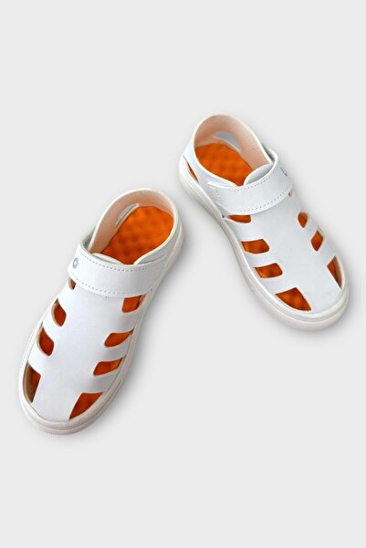 Liger Unisex Velcro Flexible Rubber Sole Orthopedic Children's Sports Sandals White