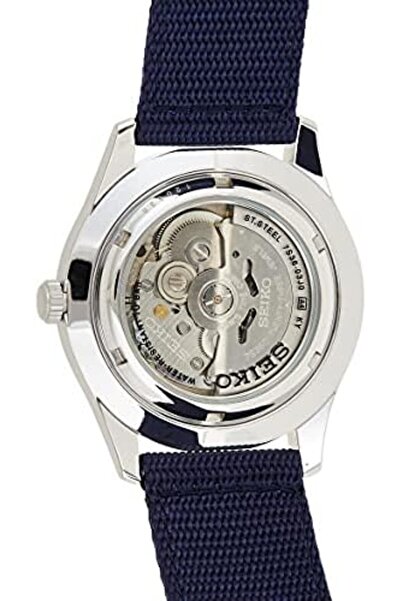 Seiko Men's Automatic Watch, Analog Display and Textile Strap SNZG11K1, Blue & Silver