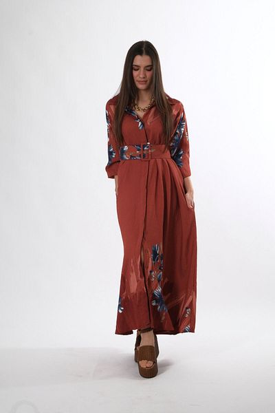 ABBRA Women's Pocket Detailed Belted Loose Dress