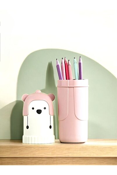 Bayev 2 Adet Pembe Capped Kalemlik Seyahat Tipi Aksesuar Taşıma Kabı Diş Macunu Diş Fırçası Saklama Kutusu