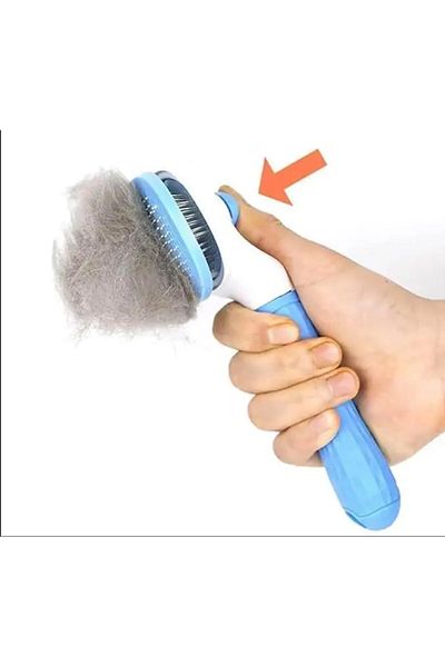 nextbuy Cat and Dog Grooming Brush with Automatic Buttons – Hairball Collector and Massage Effect Comb Blue