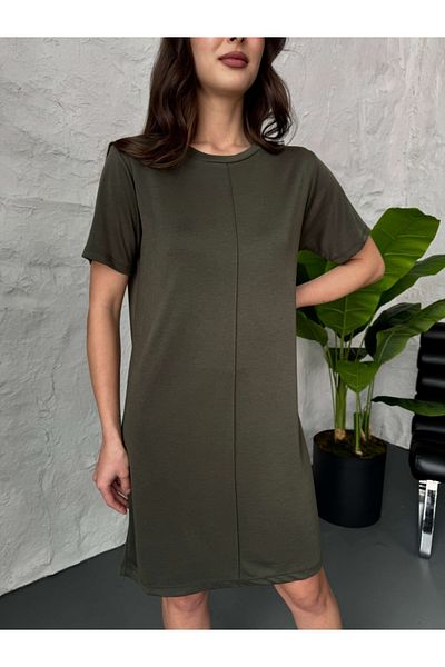 Elif Özbey Butik Χακί Πλυμένο Φόρεμα Modal