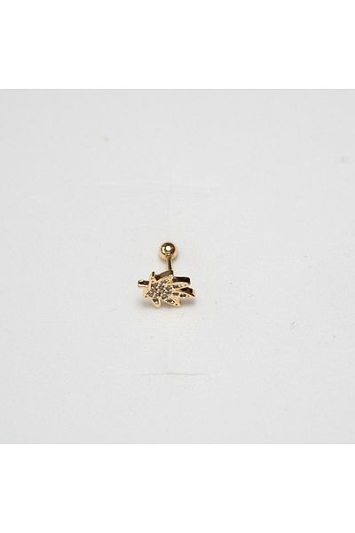 Piercing by Sever Plane Leaf Steel Piercing… Gold/Gold Color and Transparent Stone (Targus Helix Conch Flat)