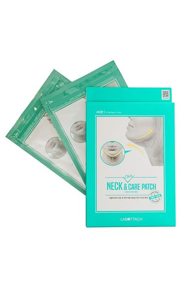 Others Wooshin Labottach Plasture de îngrijire a gâtului și bărbiei – Mască cu hidrogel cu colagen pentru îngrijirea gâtului și bărbiei 4 buc.