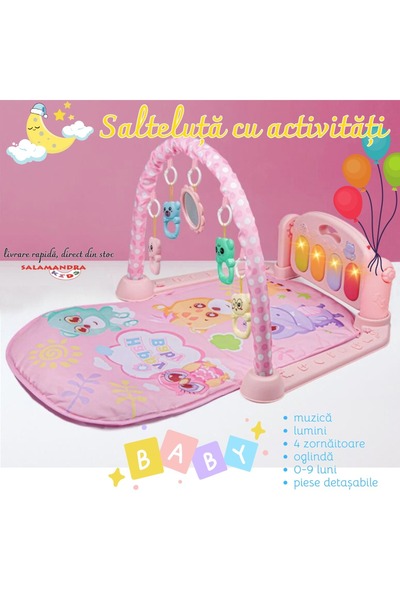 Salamandra Centru Activitati Roz, Cu Jucarii Zornaitoare, Oglinda, Pian Cu Lumini Si Sunete, Kids