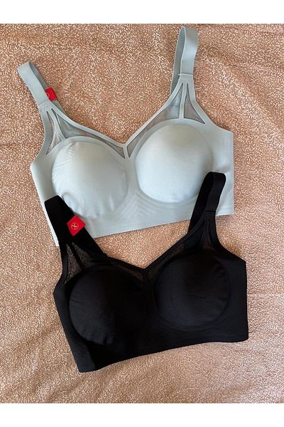 MEBA Laser Cut Seamless Unfilled Wire Free Front Design Adjustable Strap 2 Pack Bra -3310