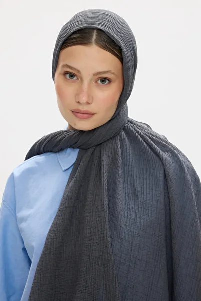 FENZA SCARF Cotton Muslin Shawl - Smoked
