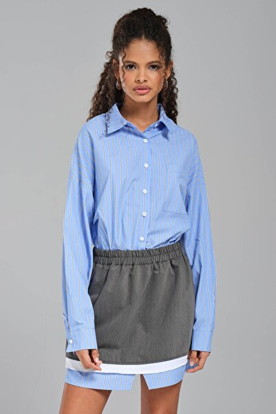 tw3 Rochie mini cămașă cu aspect din două piese pentru femei