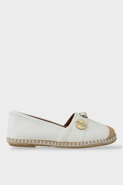 Liger Women's Espadrille Buckle Ballerina Shoes White