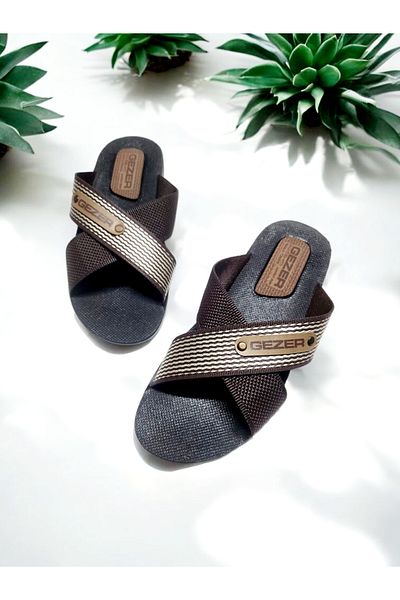 GEZER Men's Cross Band Comfortable Sole Home and Outdoor Slippers