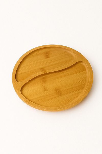 DolphFin Aesthetic Presentation Plate Wooden Appetizer, Snack, Serving Plate with Compartments for Breakfast Presentations