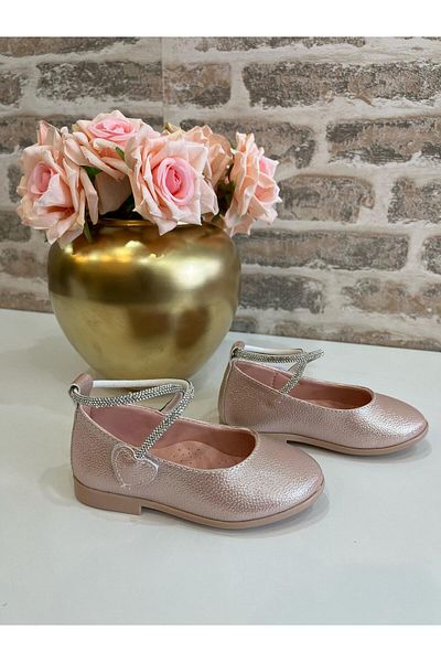ROSE SHOES KİDS Shiny Ankle Stone Heart Velvet Soft Ballet Shoes