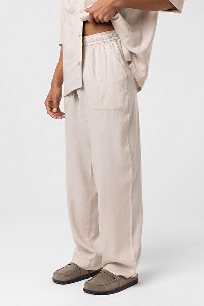 VAMOSCLO Baggy Linen Trousers Beige