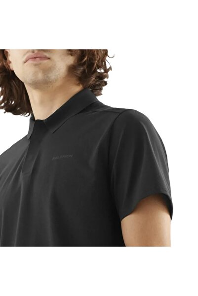 Salomon Tricou polo negru pentru bărbați Trackline TRICOU POLO BĂRBAȚI LC2439400