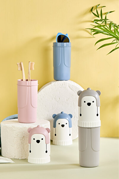 Bayev 2 Adet Mavi Capped Kalemlik Seyahat Tipi Aksesuar Taşıma Kabı Diş Macunu Diş Fırçası Saklama Kutusu