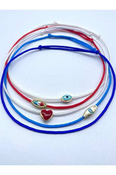 Concept HuBuTU 5 Pieces Minimal Evil Eye Luck Rope Anklet Set