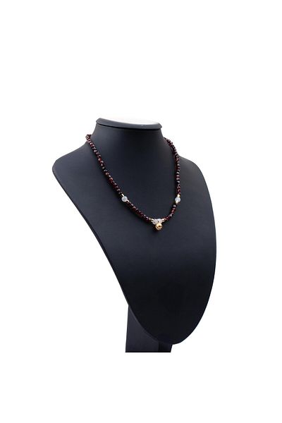 Zeynep Büyükbay Natural Stone Necklace with Garnet Passion and Selenite Purity