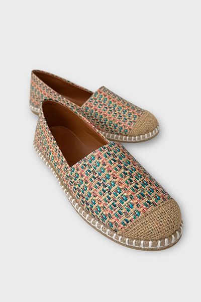 Liger Women's Espadrille Patterned Ballerina Shoes Beige