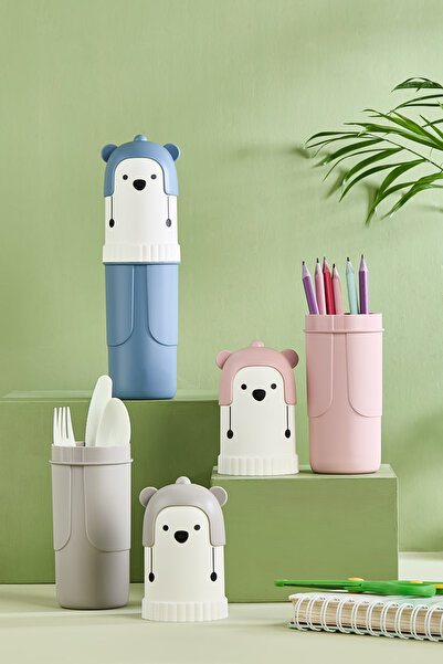 Bayev 2 Adet Pembe Capped Kalemlik Seyahat Tipi Aksesuar Taşıma Kabı Diş Macunu Diş Fırçası Saklama Kutusu