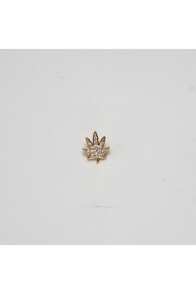 Piercing by Sever Plane Leaf Steel Piercing… Gold/Gold Color and Transparent Stone (Targus Helix Conch Flat)
