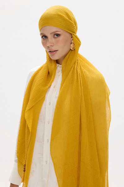 FENZA SCARF Cotton Muslin Shawl - Linden