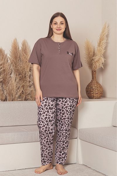 Farya Home X-Dreamy Plus Size Cotton Button Collar Short Sleeve Combed Cotton Pajamas Set