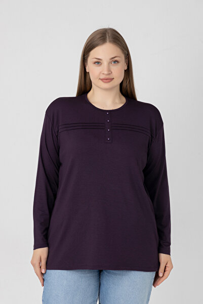 Orly More Μίνι σκίσιμο από ύφασμα βισκόζης Μακρυμάνικη μπλούζα από βαμβακερή μητέρα με λεπτομέρεια σε μακρυμάνικο πέτο και κουμπιά