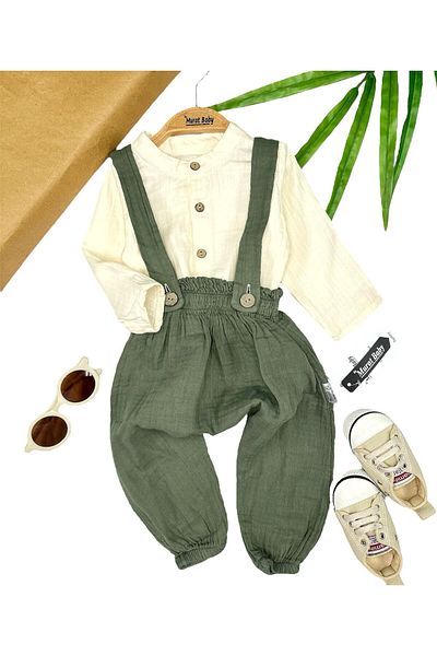 Murat Baby Baby Boy Muslin Fabric Shirt Salopet Suit