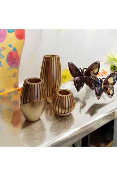 lambader Gold Dekoratif Biblo Vazo Seti