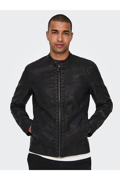Only & Sons Мъжко черно кожено яке 22012339blk