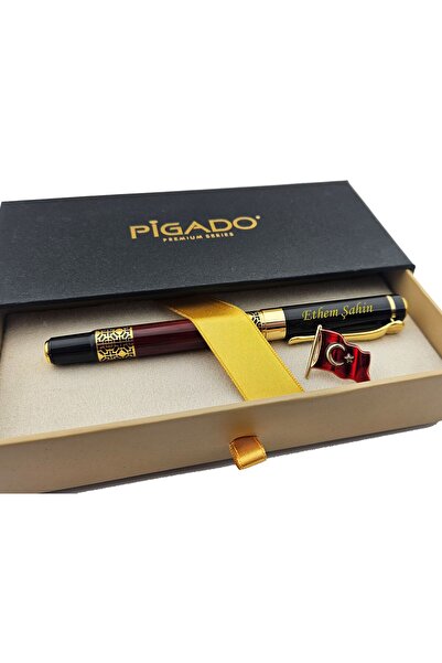 Embroidered Personalized Roller Pen Turkish Flag Badge Set