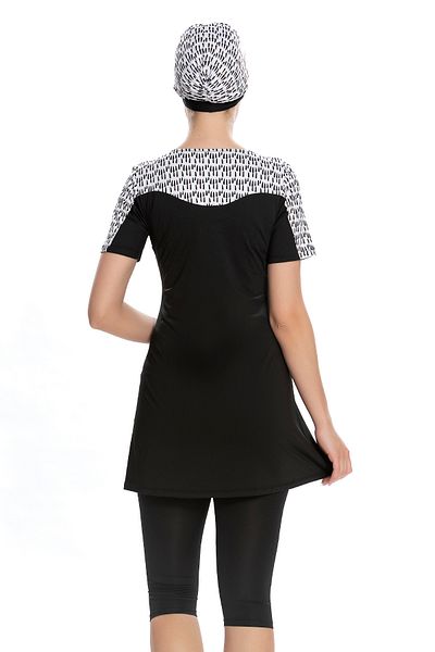 REMSA Short Sleeve Semi-Covered Hijab Swimsuit 203-01 Black