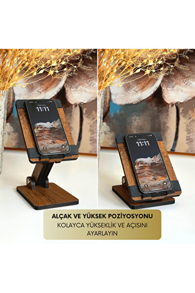 Vigo Wood Tilt and Height Adjustable Phone and Tablet Stand - Walnut