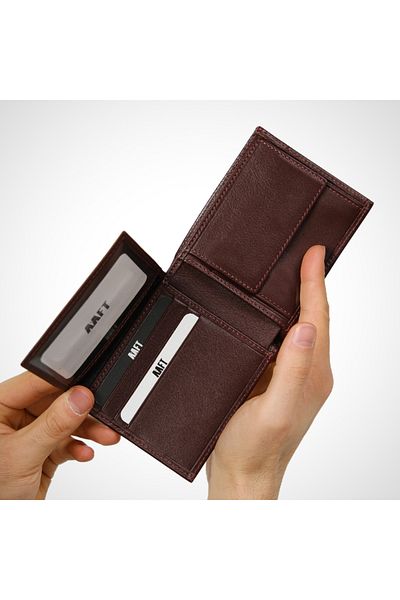 MFT Leather Design Bond 7110 Genuine Leather Men's Wallet Claret Red