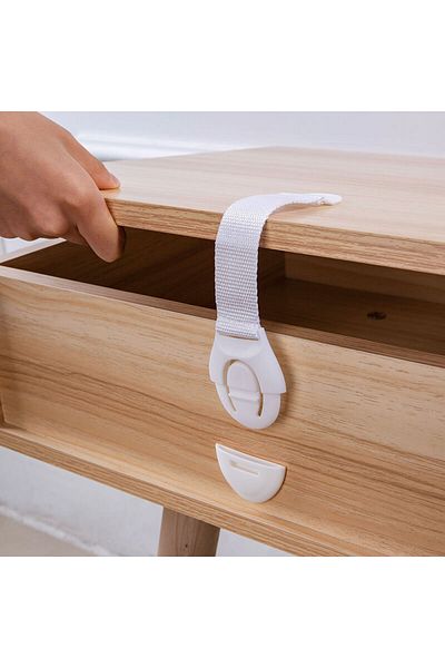 Empria Set Of 10 Flexible Textile Safety Pins For Doors And Drawers, , 20 Cm, White