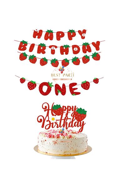 BEST PARTİ DOĞUM GÜNÜ PARTİ SÜSLERİ Best Strawberry Themed Eva Birthday Party Set