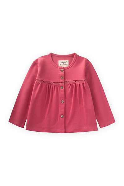 Cigit Cardigan sezonier pentru fete cu detaliu din dantela 1-5 ani fucsia