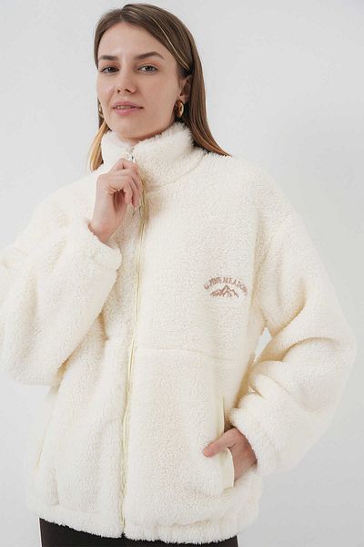 GABRİA Gabria Written Zippered Plush Coat