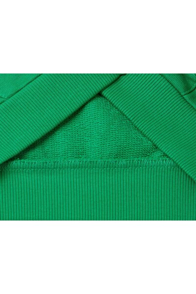 United Colors of Benetton Erkek Çocuk Yeşil Benetton Logo İşlemeli Fermuarlı Sweatshirt