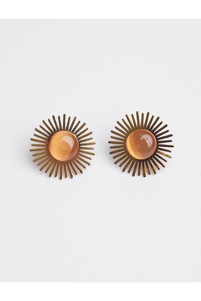 Jimmy Key Gold Color Sun Figured Elegant Earrings