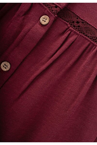 Cigit Lace Detailed Seasonal Girls Cardigan 1-5 Years Old Claret Red