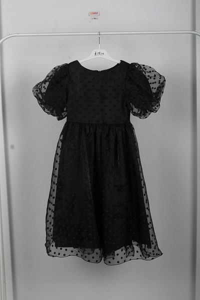 incity Girl's Black Polka Dot Tulle Dress