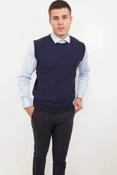 Voltaj Giant Велосипедний комір Чоловічий трикотажний светр Індіго