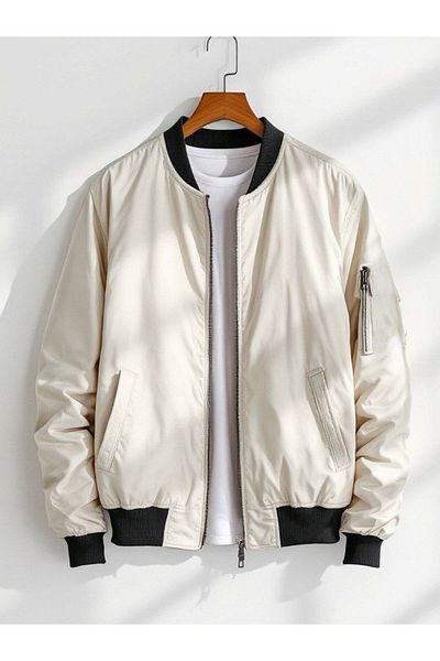 OTAKU Unisex Trend Oversize Μπεζ Bomber Jacket