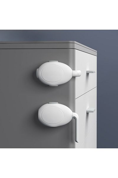 Empria Drawer lever lock set, Empria, 2 pieces, 7.5x4.5x2, White/Grey