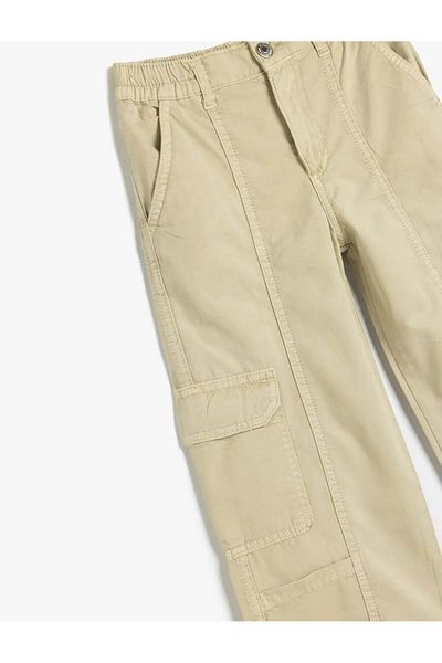 Koton Cargo Pocket Detailed Cotton Beige Girl's Jean Trousers 5Skg40051Ad