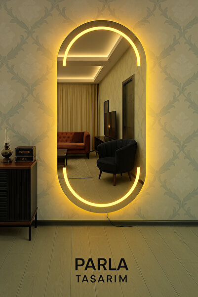 parla tasarım kumlamalı led ışıklı boy aynası