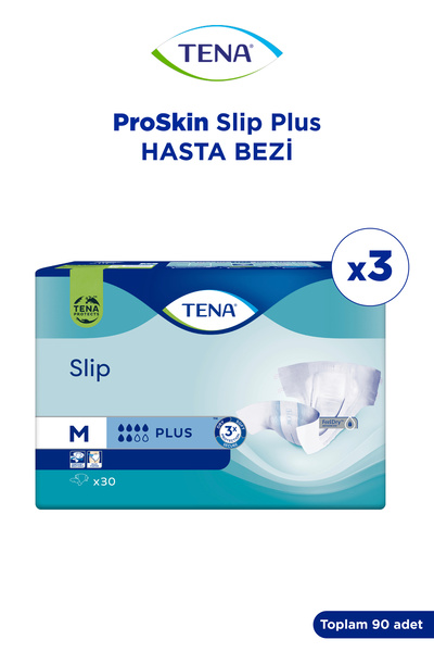 TENA حفاضات بروسكين بلس بحزام خصر، مقاس متوسط (م)، 6 قطرات، 3 عبوات مكونة من 30 قطعة 90 قطعة
